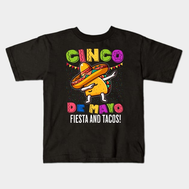 Fiesta Time! Dabbing Taco with Sombrero Kids T-Shirt by Pink & Pretty